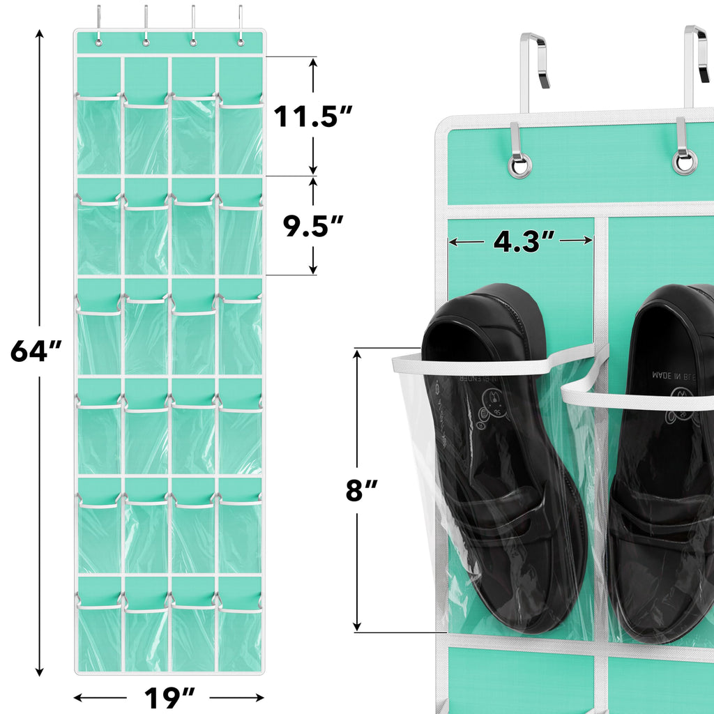 Simple Houseware 24 Pockets Clear Over the Door Shoe Organizer, Pink