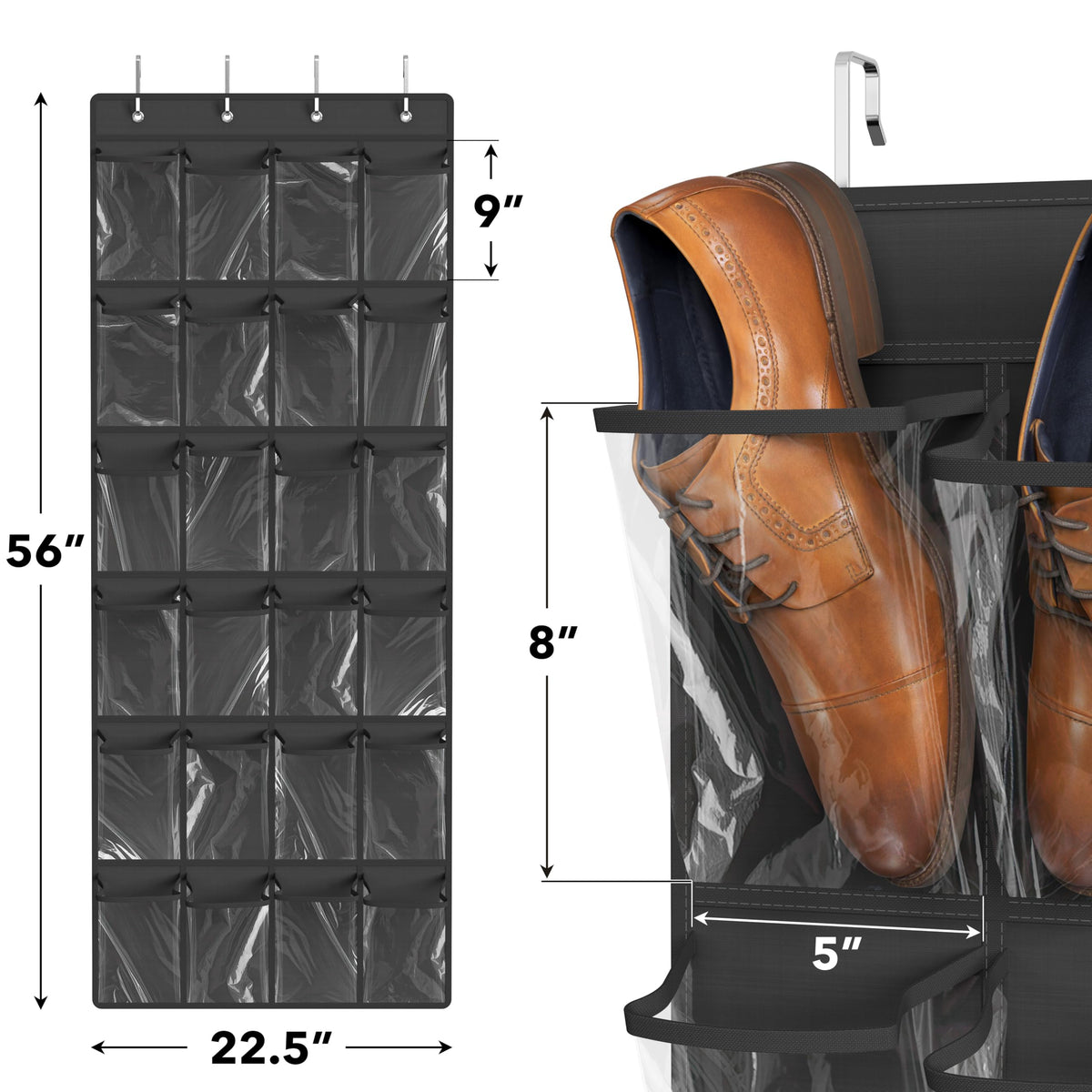 Simple Houseware 24 Pockets Clear Over the Door Shoe Organizer, Pink
