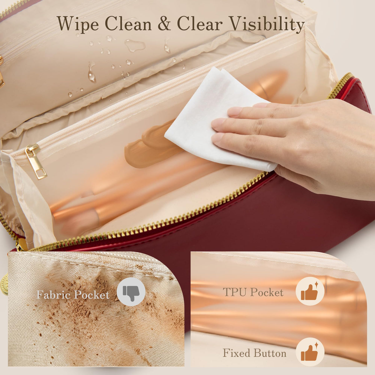 SHOWKOO Cosmetic Bag for Women, WideOpen Travel Makeup Bag with Compartment
