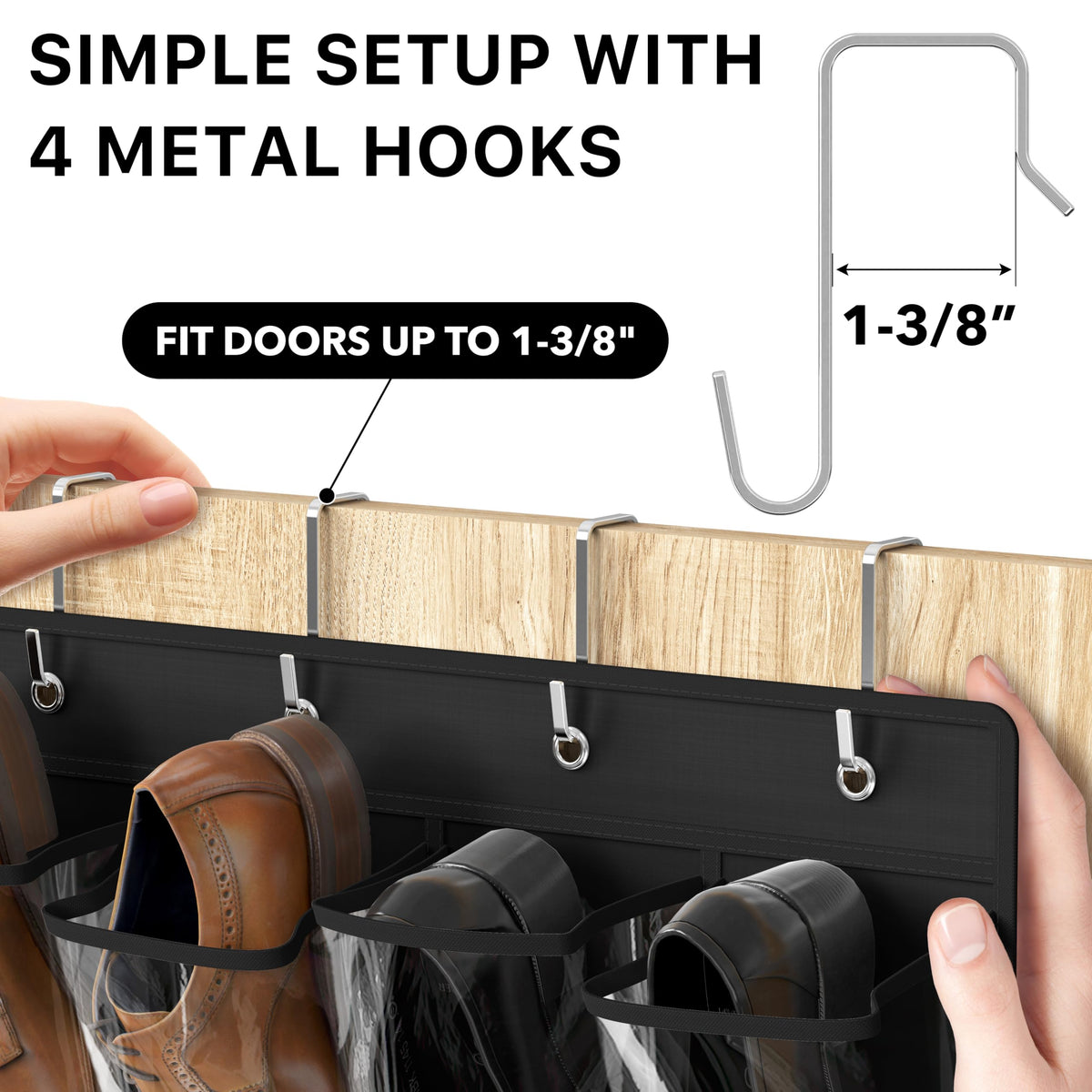 Simple Houseware 24 Pockets Clear Over the Door Shoe Organizer, Pink