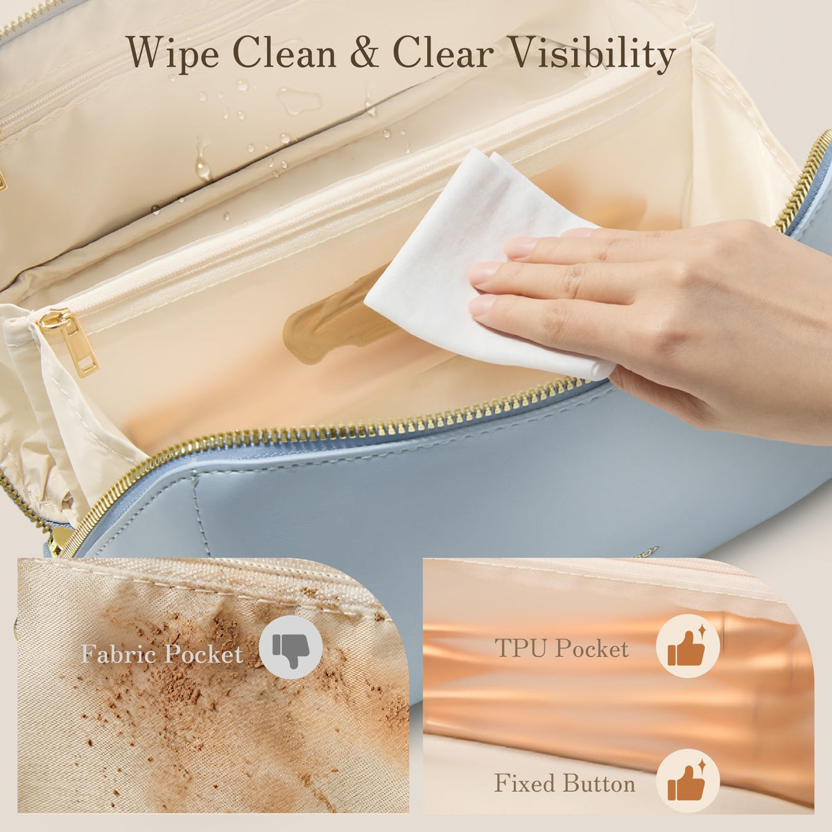 SHOWKOO Cosmetic Bag for Women, WideOpen Travel Makeup Bag with Compartment