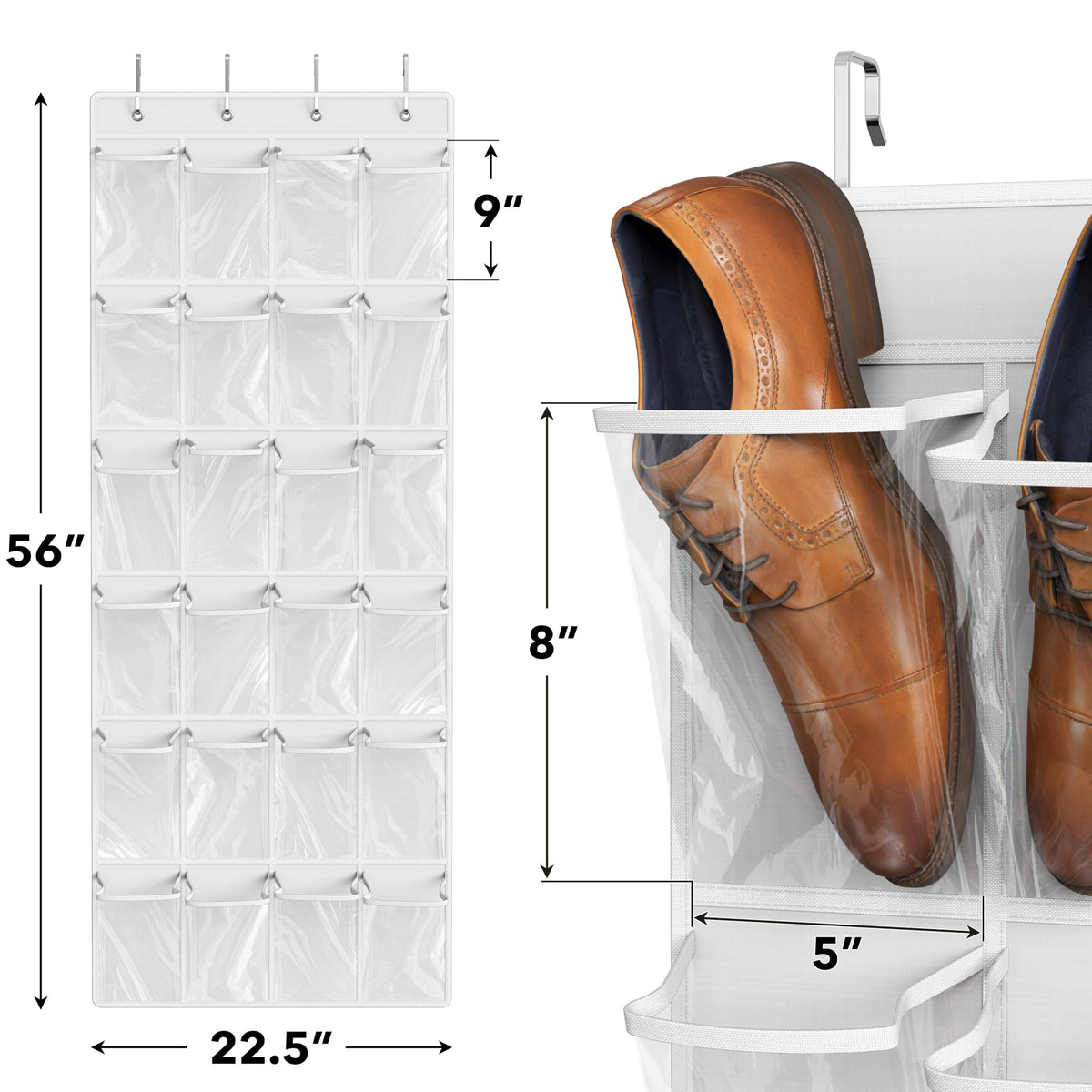 Simple Houseware 24 Pockets Clear Over the Door Shoe Organizer, Pink