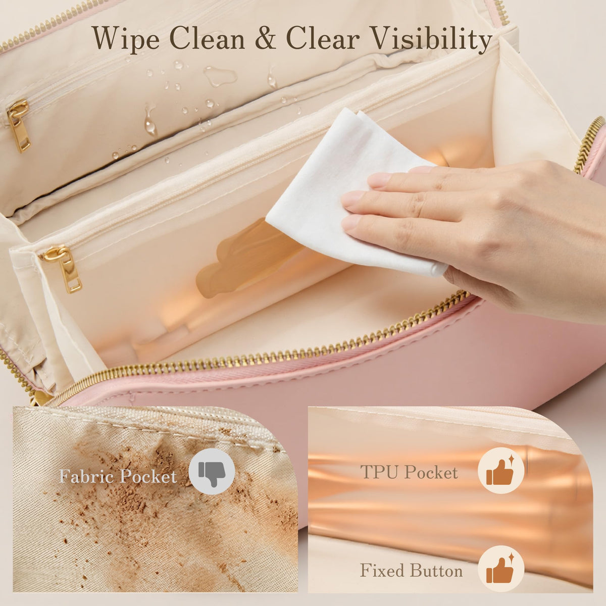 SHOWKOO Cosmetic Bag for Women, WideOpen Travel Makeup Bag with Compartment