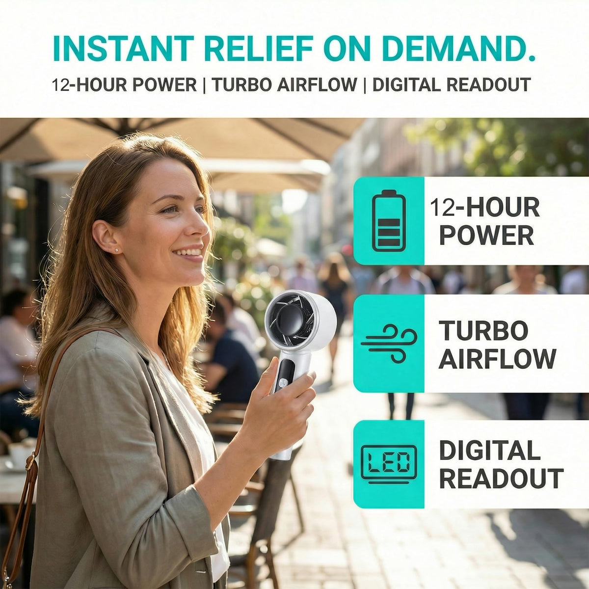 Handheld Fan 4000mAh,Portable Personal Fan with 5 Speeds&LED Digital Display,9-12H Long Battery Life,Turbo Brushless Motor,Strong Wind Rechargeable Fan for Home Office Outdoor Travel (blue)