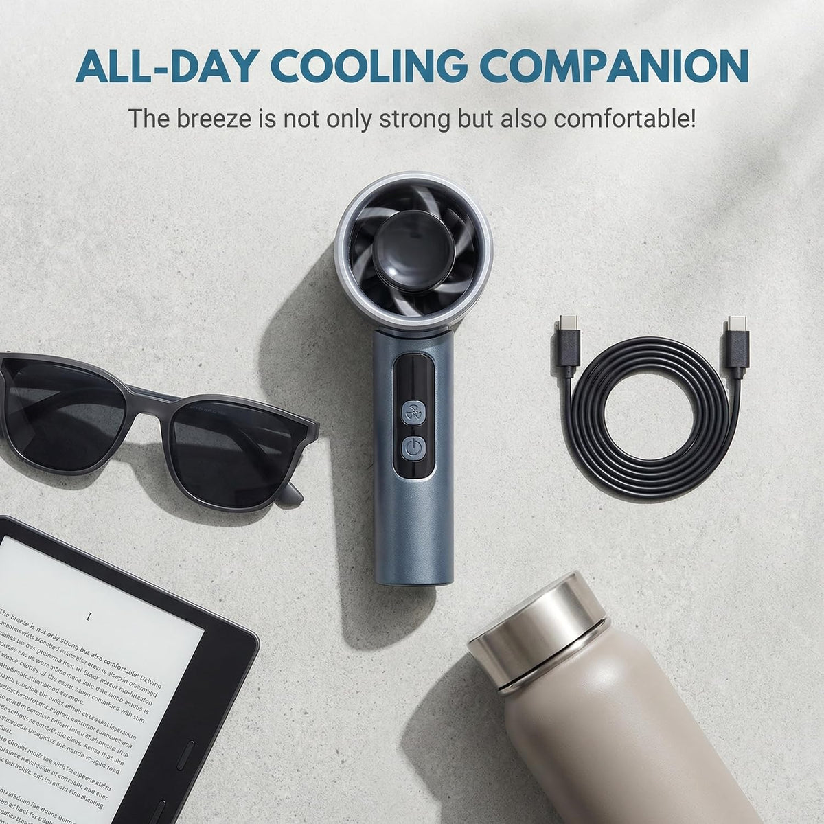 Handheld Fan 4000mAh,Portable Personal Fan with 5 Speeds&LED Digital Display,9-12H Long Battery Life,Turbo Brushless Motor,Strong Wind Rechargeable Fan for Home Office Outdoor Travel (blue)