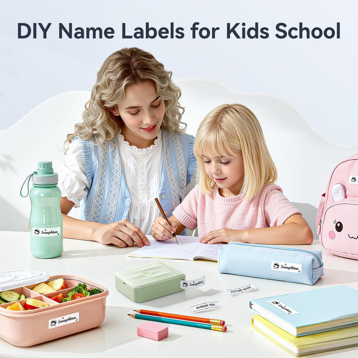 NIIMBOT D110 Mini Label Maker Machine with Tape for Home School, White