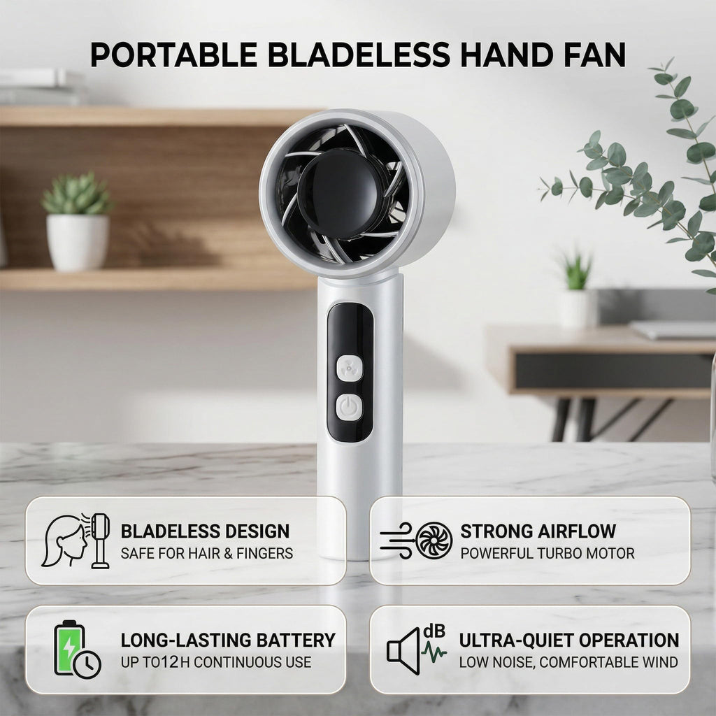 Handheld Fan 4000mAh,Portable Personal Fan with 5 Speeds&LED Digital Display,9-12H Long Battery Life,Turbo Brushless Motor,Strong Wind Rechargeable Fan for Home Office Outdoor Travel (blue)