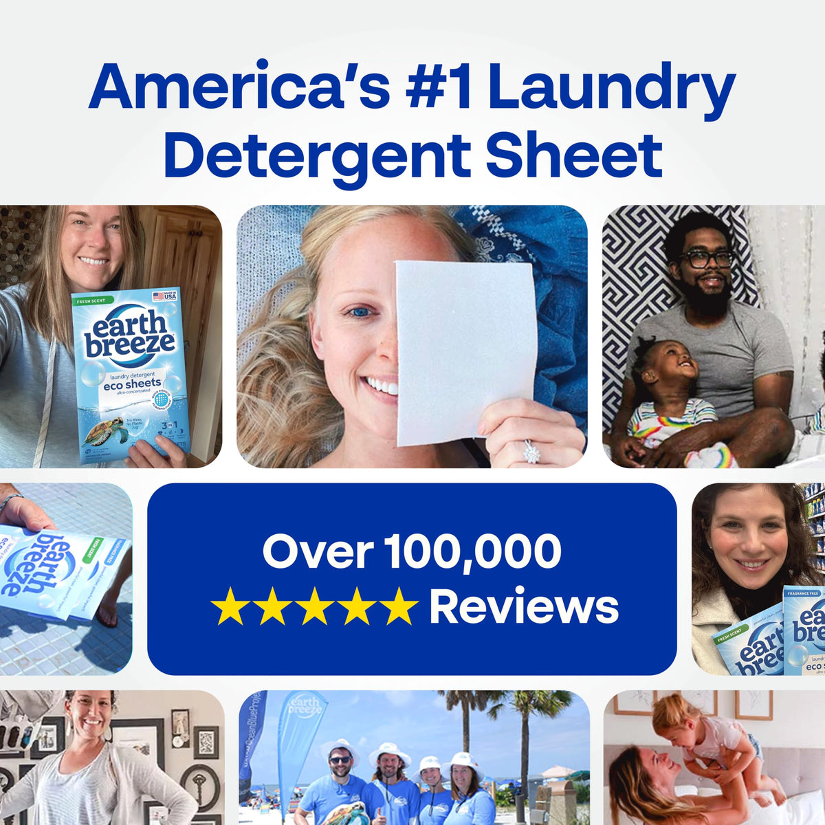 Earth Breeze Laundry Detergent Sheets Fresh Scent - 60 Loads per package. Eco Liquidless Soap - Travel-Friendly for Hot & Cold Cycles, Tackles Tough Stains & Odors - Gentle on Skin, 30 sheets (3 Pack)