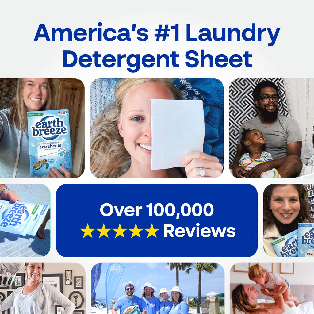 Earth Breeze Laundry Detergent Sheets Fresh Scent - 60 Loads per package. Eco Liquidless Soap - Travel-Friendly for Hot & Cold Cycles, Tackles Tough Stains & Odors - Gentle on Skin, 30 sheets (3 Pack)