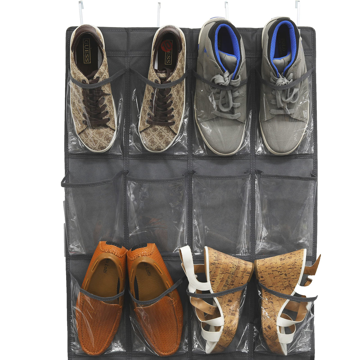 Simple Houseware 24 Pockets Clear Over the Door Shoe Organizer, Pink