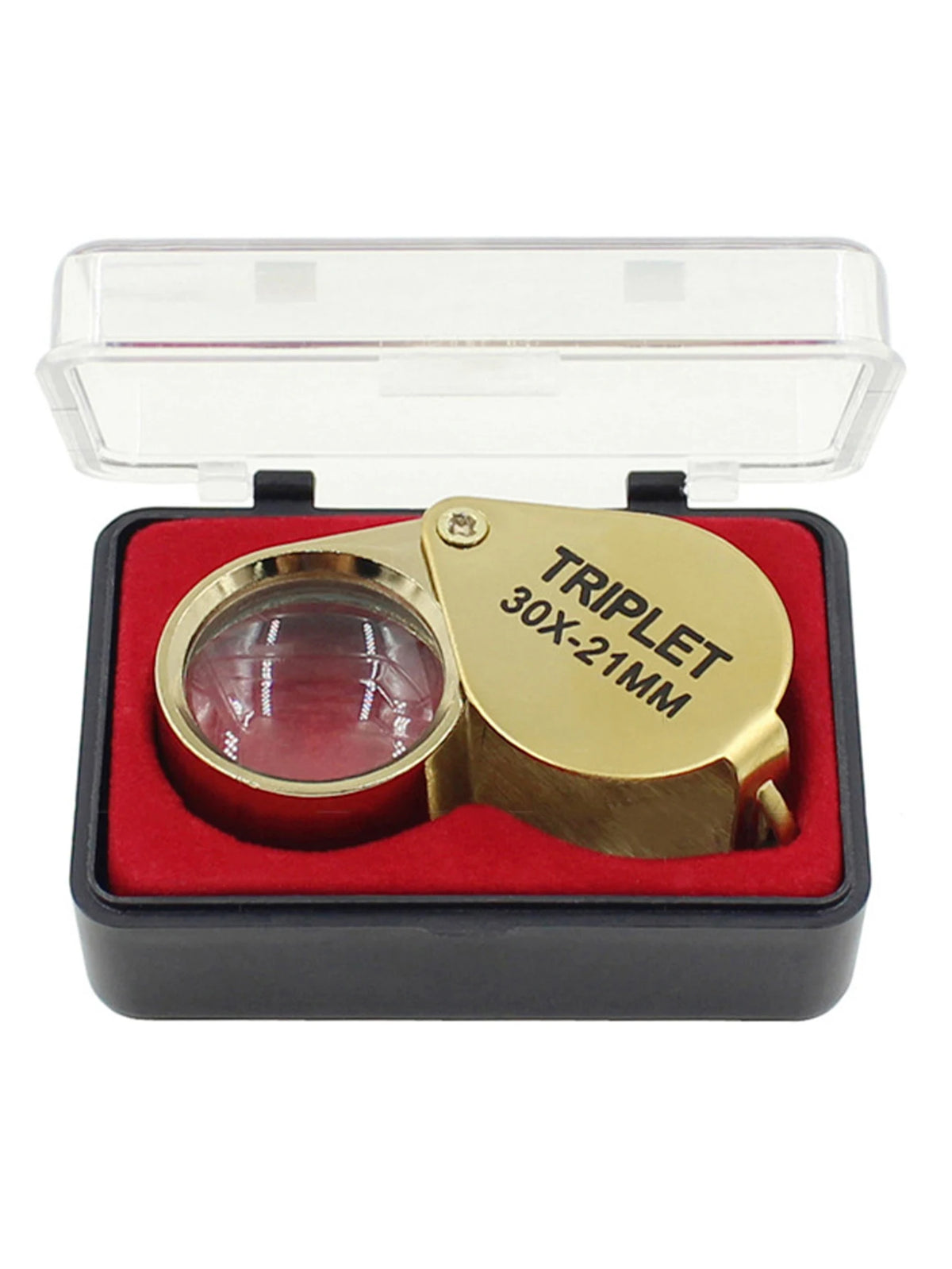 10-30X Gold/Silver Boxed Portable Blinds Folding Three Piece Jewelry/Labels/Reading Eye Tools Reading Magnifying Glass