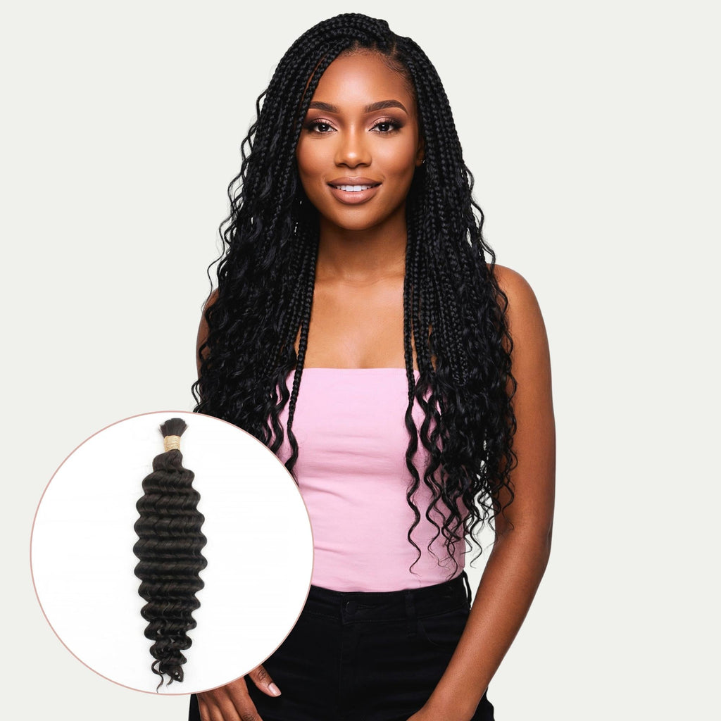 Deep Wave Bulk 100% Human Braiding Hair