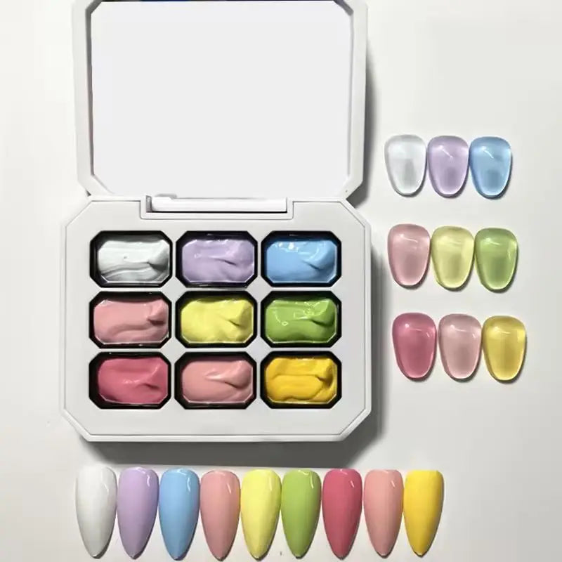 9-Color Pat Glue, Vivid Nail Colors, Gradient Nail Decoration Charm, Creative Nail Design, Hot Selling Trend