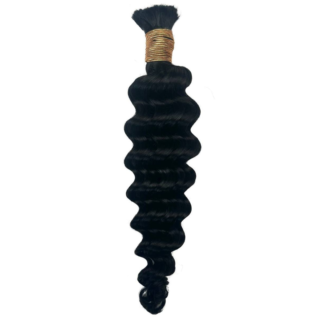Jet Black Deep Wave Bulk 100% Human Braiding Hair