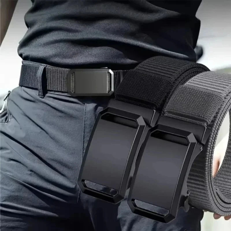 1pc new automatic buckle adjustable belt belt belt, men's canvas tactical tooling leisure outdoor military training pants belt, men's breathable sports belt, durable and comfortable adjustable belt suitable for a variety of scenes to use the belt
