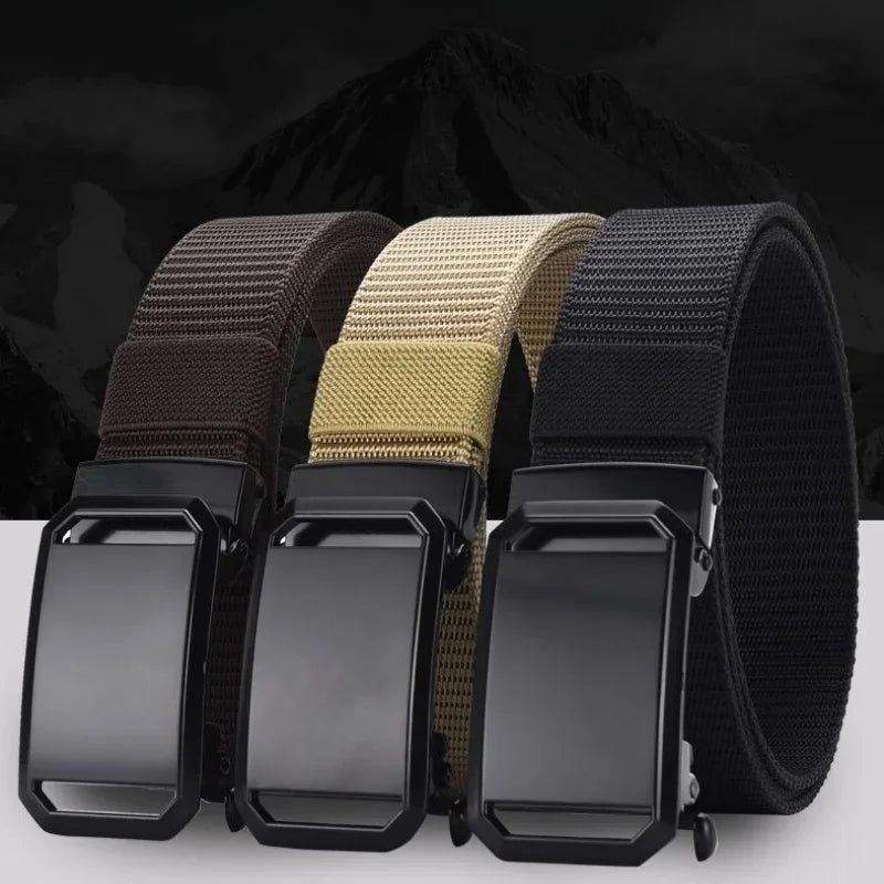 1pc new automatic buckle adjustable belt belt belt, men's canvas tactical tooling leisure outdoor military training pants belt, men's breathable sports belt, durable and comfortable adjustable belt suitable for a variety of scenes to use the belt